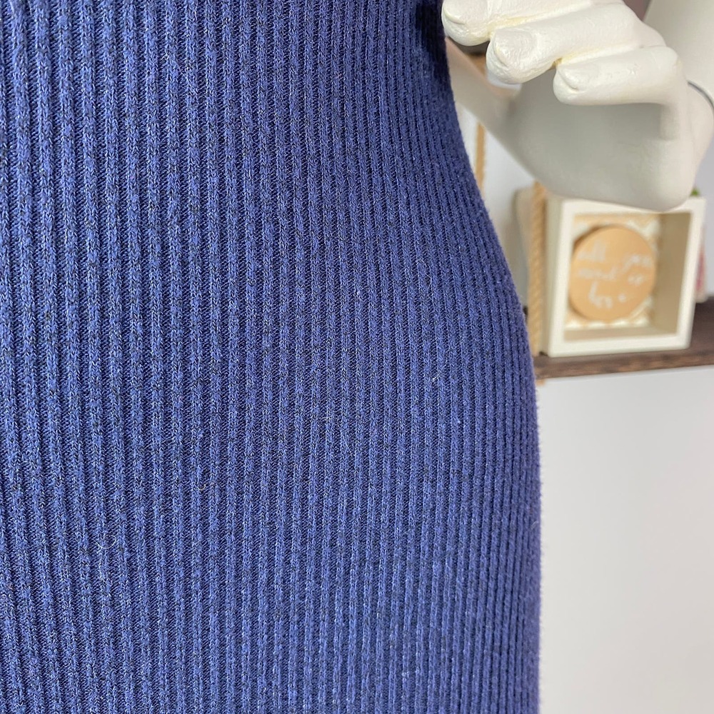Topshop Navy Ribbed Open Back Dress - Picture 4 of 6